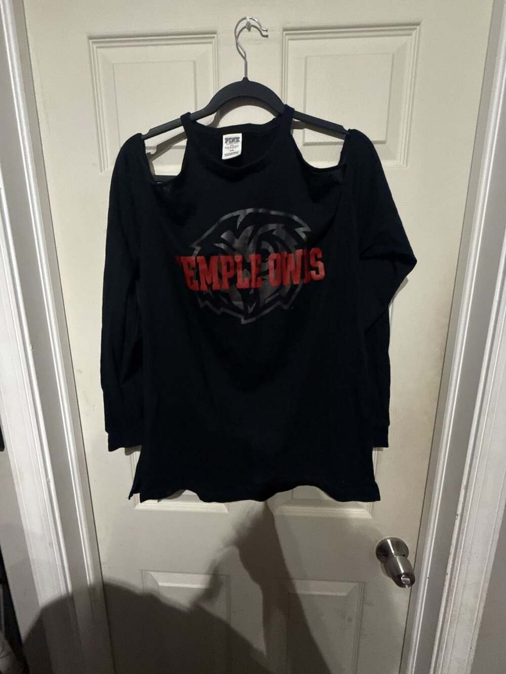 Pink Victoria's Secret Temple Owls Cold Shoulder Long Sleeve Top Size M